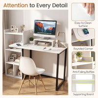 Computer Desk with Charging Station and Ergonomic Monitor Stand for Home Office