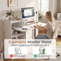Computer Desk with Charging Station and Ergonomic Monitor Stand for Home Office