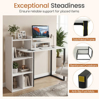 Computer Desk with Charging Station and Ergonomic Monitor Stand for Home Office