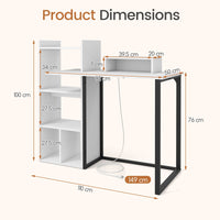 Computer Desk with Charging Station and Ergonomic Monitor Stand for Home Office