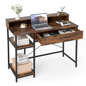 106 cm Computer Desk with Storage and 2-tier Rack