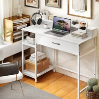 106 cm Computer Desk with Storage and 2-tier Rack