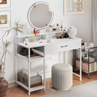 106 cm Computer Desk with Storage and 2-tier Rack