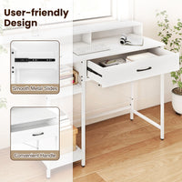 106 cm Computer Desk with Storage and 2-tier Rack