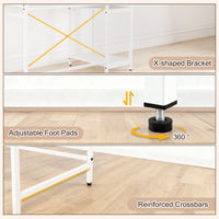 106 cm Computer Desk with Storage and 2-tier Rack