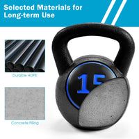 3 Pieces Kettlebell Set 5lbs 10lbs 15lbs Fitness Kettle Bells w/Easy Grip Handle