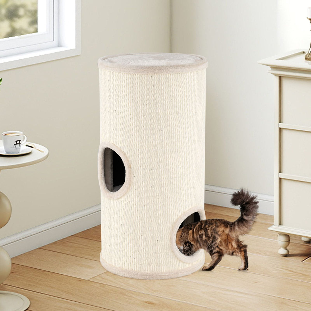 4-Story Cat Condo with Sisal Scratching Pad for Indoor Cats