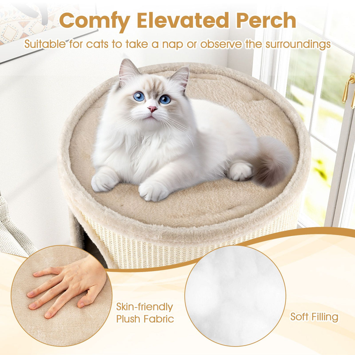 4-Story Cat Condo with Sisal Scratching Pad for Indoor Cats