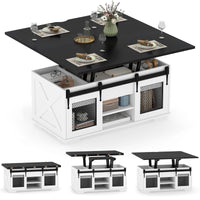 3-in-1 Convertible Dining Table with and 3 Hidden Storage Compartments