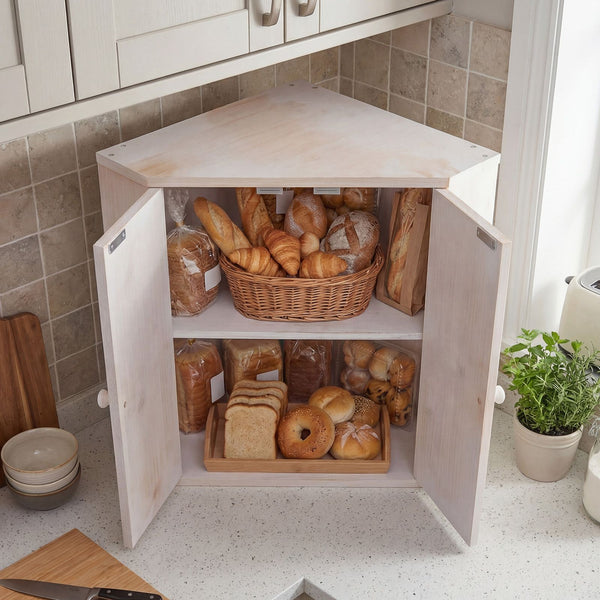 Corner Bread Box for Kitchen Counter with Large Capacity Bread Storage Bin for Homemade Bread