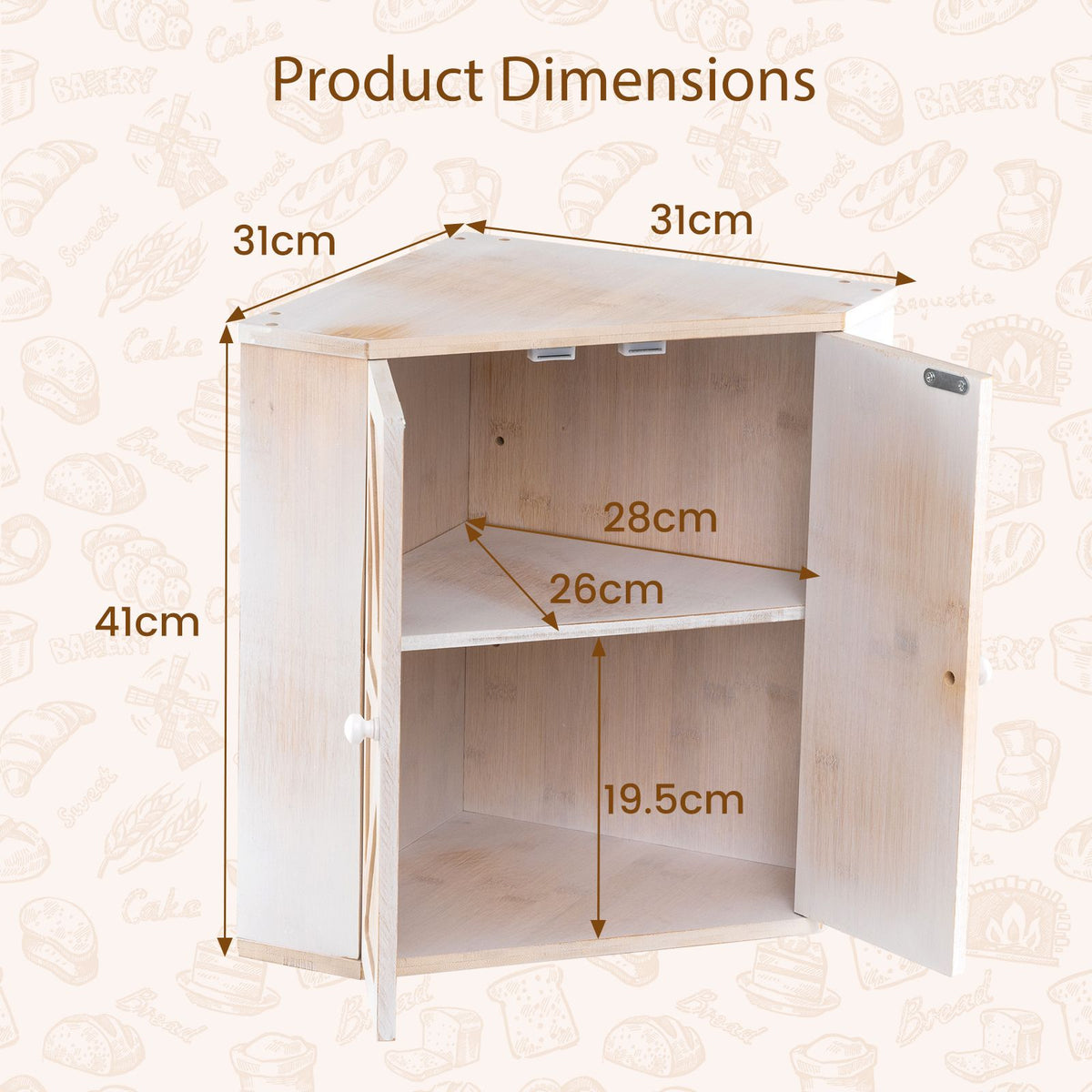 Corner Bread Box for Kitchen Counter with Large Capacity Bread Storage Bin for Homemade Bread
