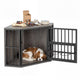 Corner Dog Crate 2-in-1 Kennel and TV Stand with Adjustable Dog Bowl Rack