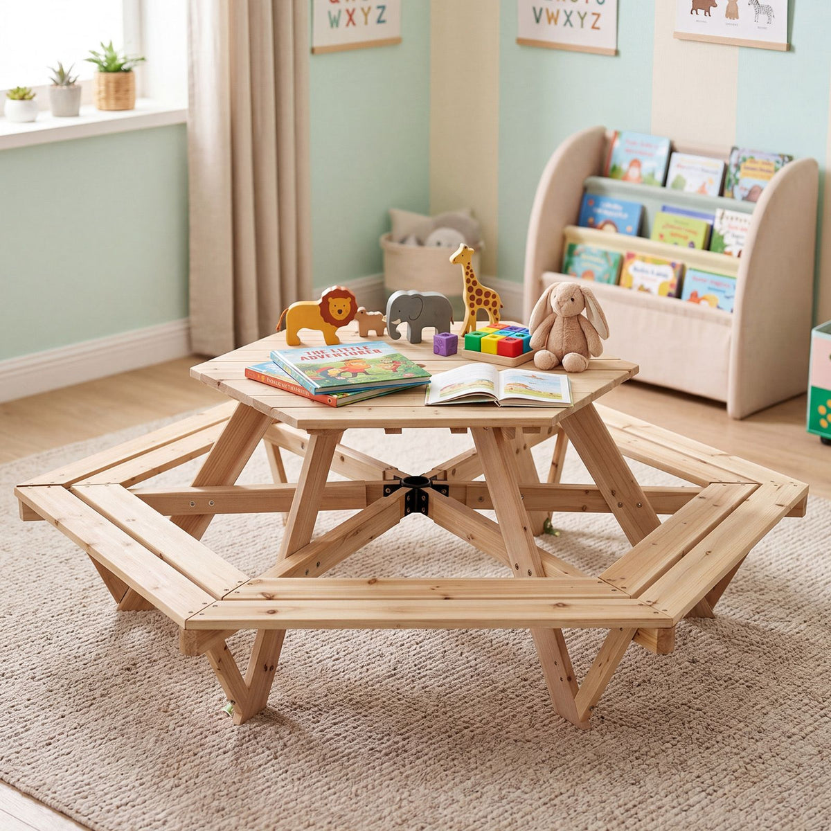 Children Activity Table with Chairs Picnic Table for Backyard Deck