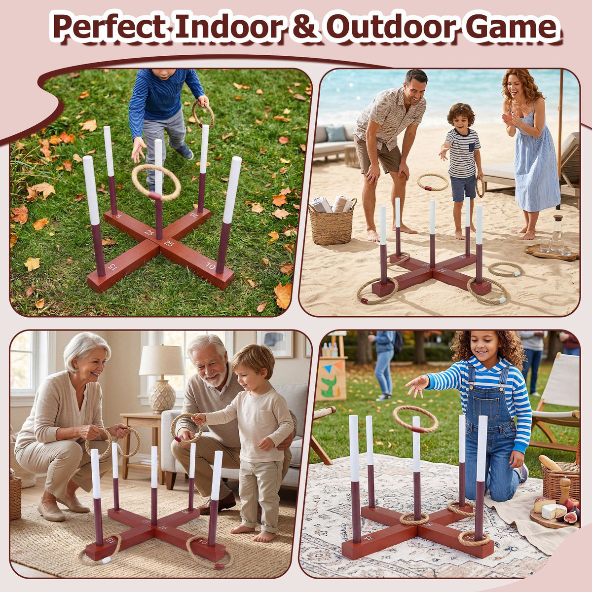 Ring Toss Yard Game Set with 6 Rings for Party and Outdoor Activities