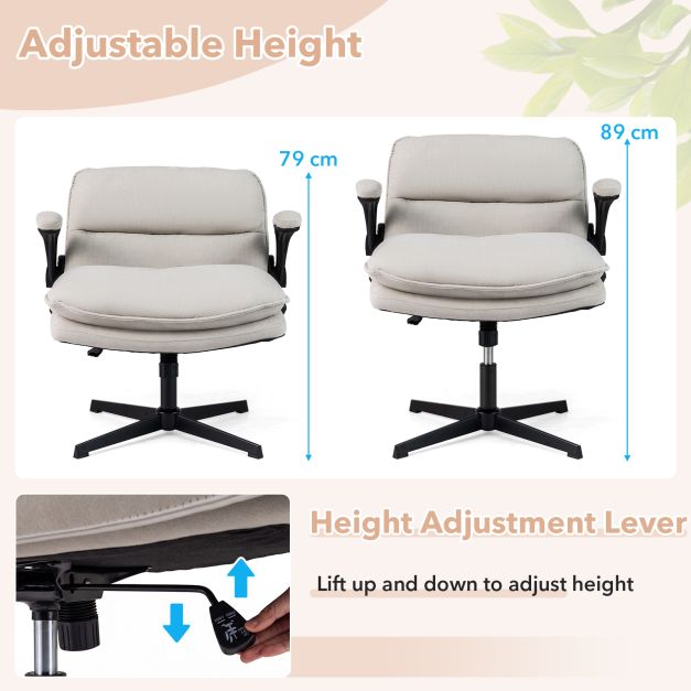 Criss Cross Chair with Flip-up Arms and Adjustable Height for Home Office and Study Room