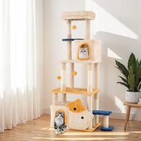 Cute Cat Tree for Indoor Kittens 159 cm Large Kitty Tower with 2 Condos