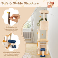 Cute Cat Tree for Indoor Kittens 159 cm Large Kitty Tower with 2 Condos