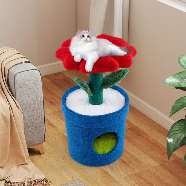 Cute Cat Tree with Flower Perch and Stem Scratching Post