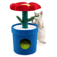 Cute Cat Tree with Flower Perch and Stem Scratching Post