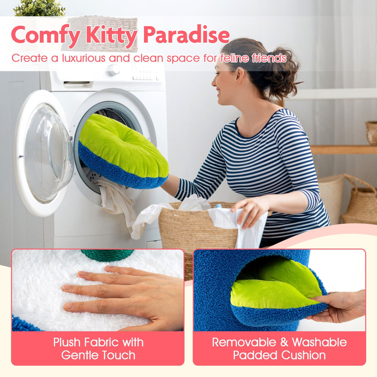 Cute Cat Tree with Flower Perch and Stem Scratching Post