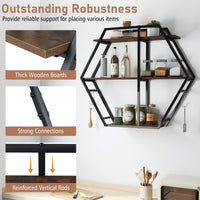 3-Tier Decorative Floating Wall Shelves with Solid Metal Frame