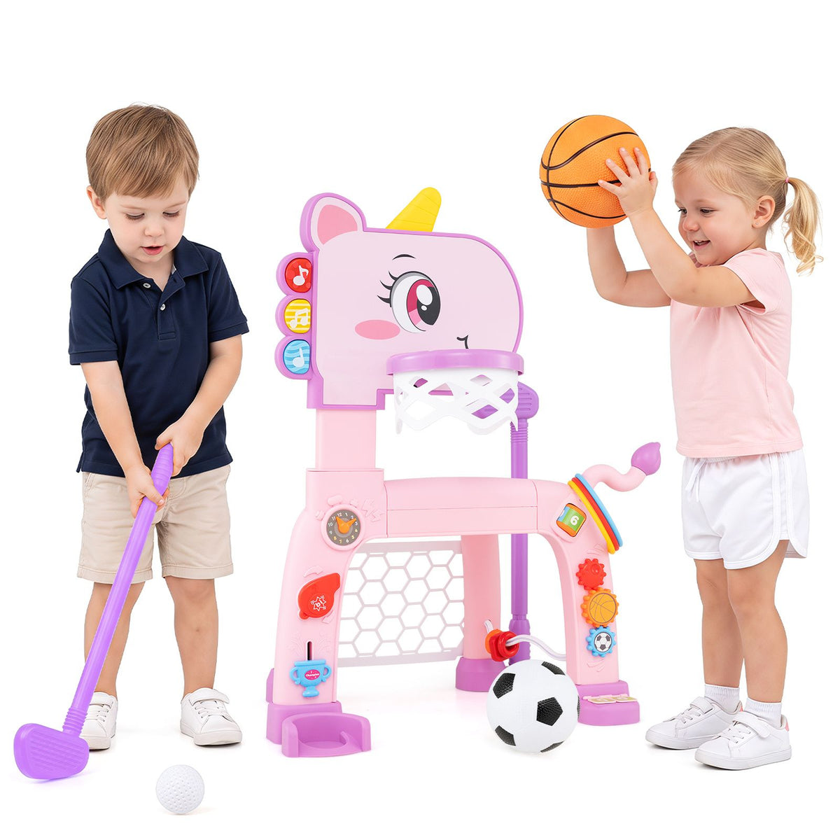 Dinosaur Toddler Basketball Hoop and Soccer Ball Activity Center