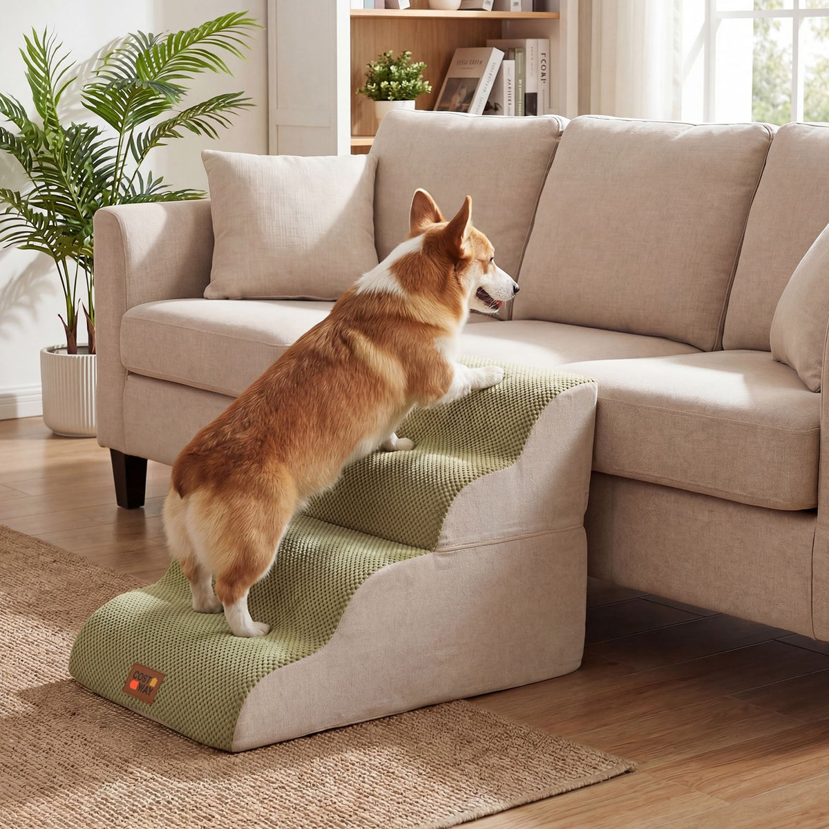 4/5-step Dog Foam Stairs with Non-slip Bottom and Washable Cover