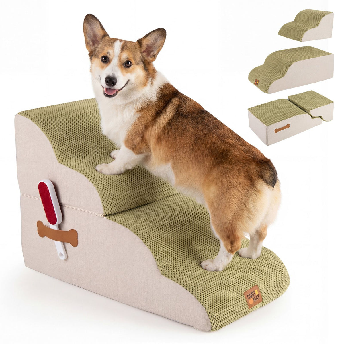 4/5-step Dog Foam Stairs with Non-slip Bottom and Washable Cover