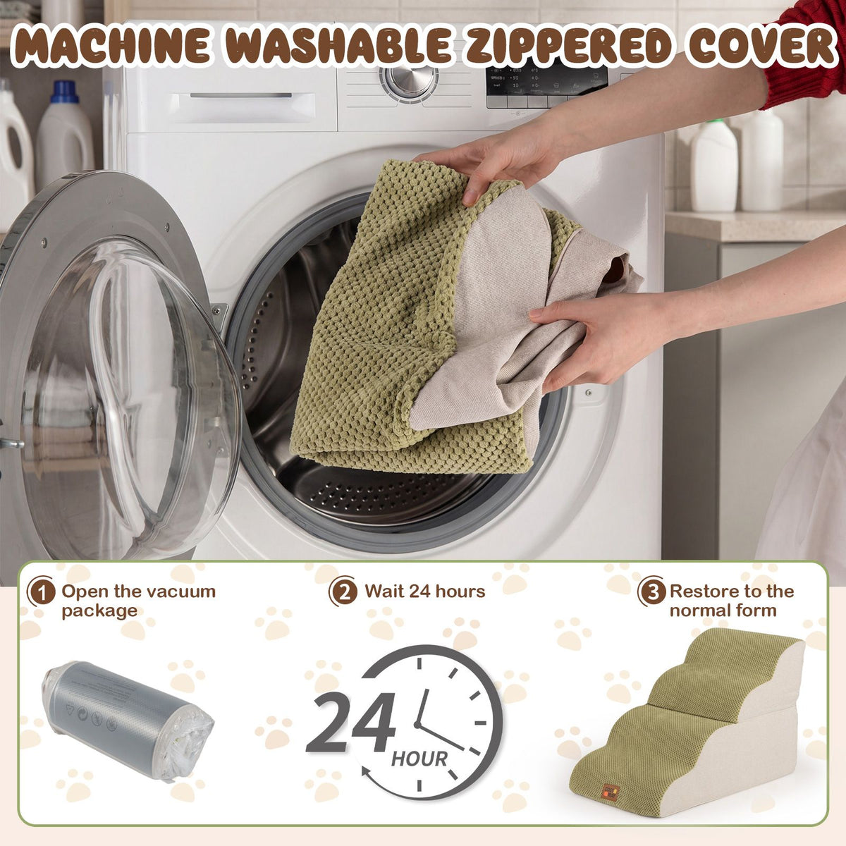 4/5-step Dog Foam Stairs with Non-slip Bottom and Washable Cover