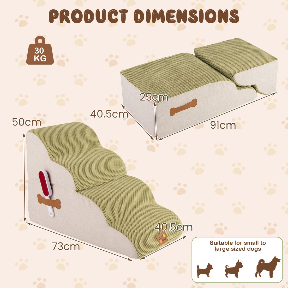 4/5-step Dog Foam Stairs with Non-slip Bottom and Washable Cover