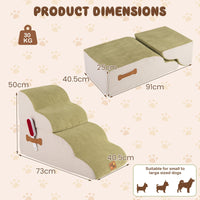 4/5-step Dog Foam Stairs with Non-slip Bottom and Washable Cover