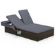 Double Chaise Lounge with Adjustable Recliner and Folding Trays