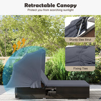 Double Chaise Lounge with Adjustable Recliner and Folding Trays