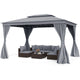 Double-Roof Canopy Tent with Mesh Netting and Soft Fabric Top