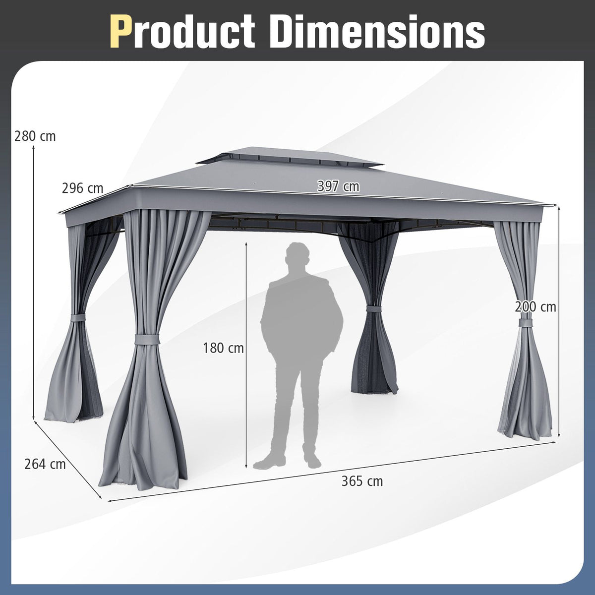 Double-Roof Canopy Tent with Mesh Netting and Soft Fabric Top