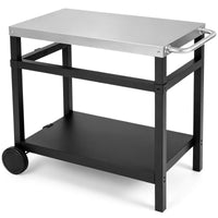 Double-Shelf Grill Table with 85 x 50 cm Stainless Steel Top