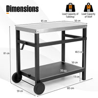 Double-Shelf Grill Table with 85 x 50 cm Stainless Steel Top