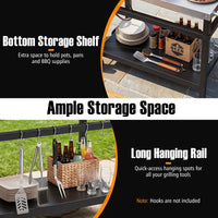 Double-Shelf Grill Table with 85 x 50 cm Stainless Steel Top