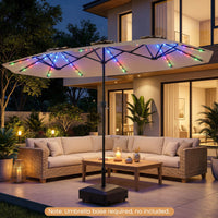 Double-Sided Patio Umbrella with Color-Changing Solar LED