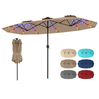 Double-Sided Patio Umbrella with Color-Changing Solar LED