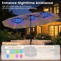 Double-Sided Patio Umbrella with Color-Changing Solar LED