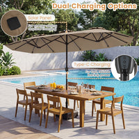 Double-Sided Patio Umbrella with Color-Changing Solar LED