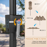 Double-Sided Patio Umbrella with Color-Changing Solar LED