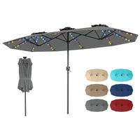 Double-Sided Patio Umbrella with Color-Changing Solar LED