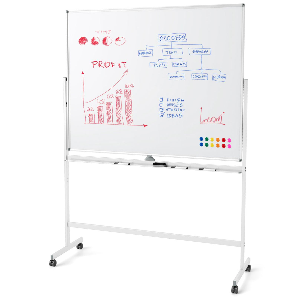 Double-Sided Magnetic Dry Erase Board with Stand and 2 Adjustable Heights