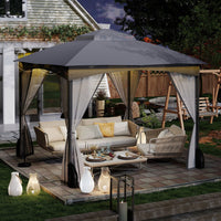 3 X 3M Patio Gazebo with Double Roof Canopy and Sandbags for Garden
