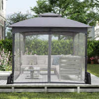3 X 3M Patio Gazebo with Double Roof Canopy and Sandbags for Garden