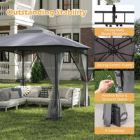 3 X 3M Patio Gazebo with Double Roof Canopy and Sandbags for Garden