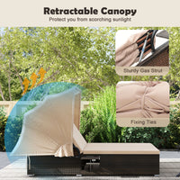 Double Chaise Lounge with Adjustable Recliner and Folding Trays