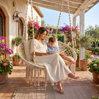 Double Swing Chair with Cushions for Indoor Outdoor Use